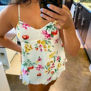 Flower print baby doll top